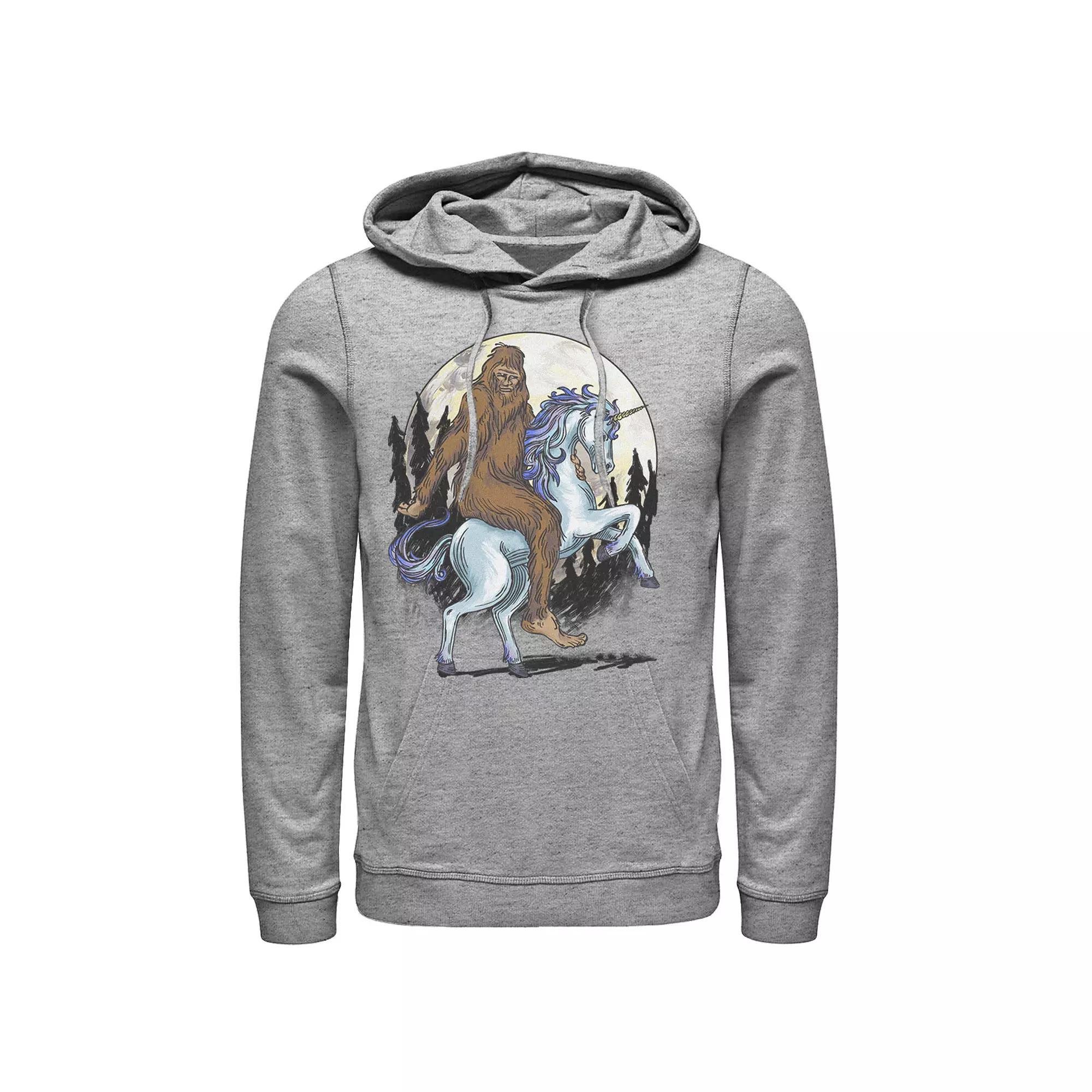 Men's Big Foot Unicorn Ride Sketch Hoodie, Size: Small, Athletic Grey Product Image