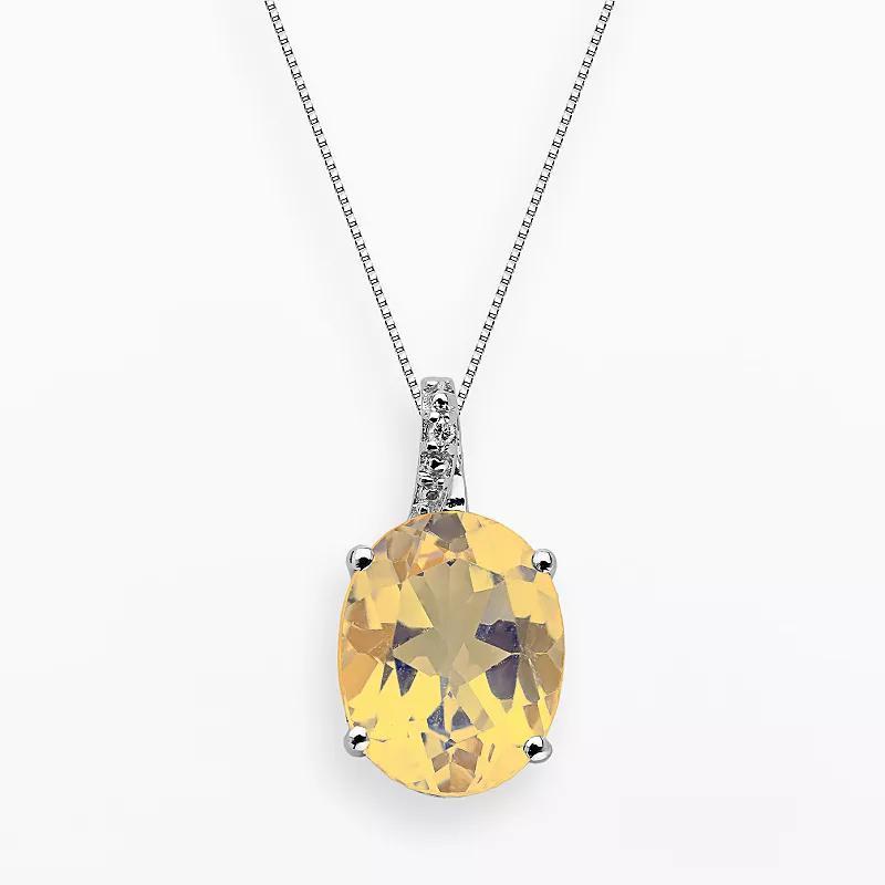 Gemminded Sterling Silver Citrine and Diamond Accent Oval Pendant, Women's, Size: 18", Orange Product Image