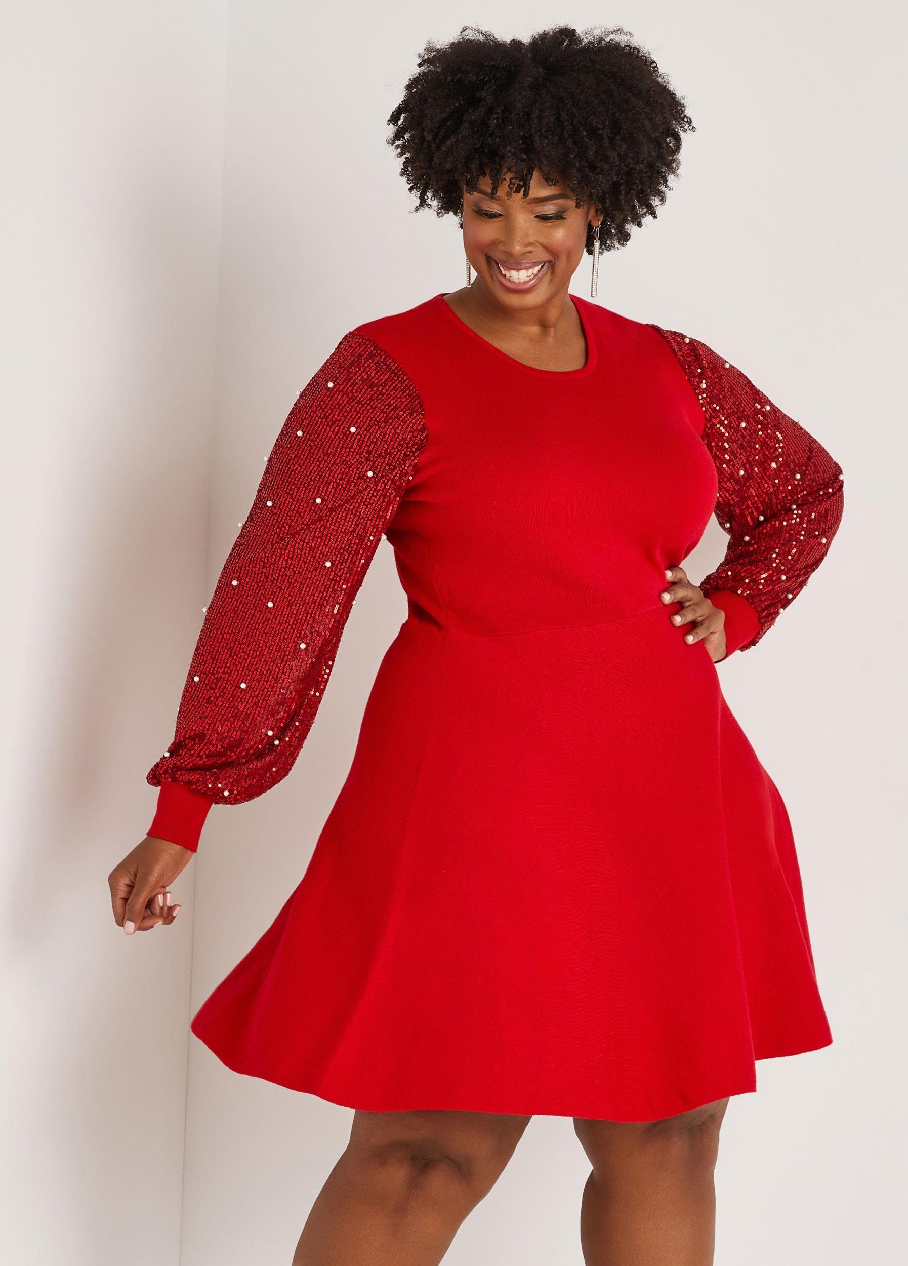 Plus Size Embellished Mesh A Line Dress Ashley Stewart Product Image
