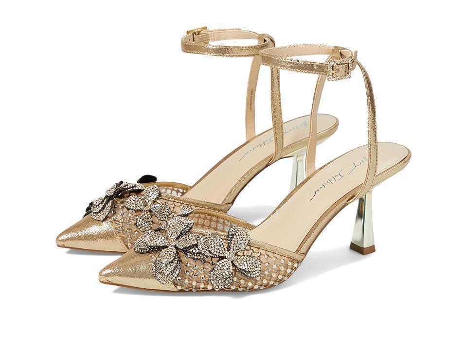 Blue by Betsey Johnson Sofya Rhinestone Flower Applique Metallic Dress Pumps Product Image