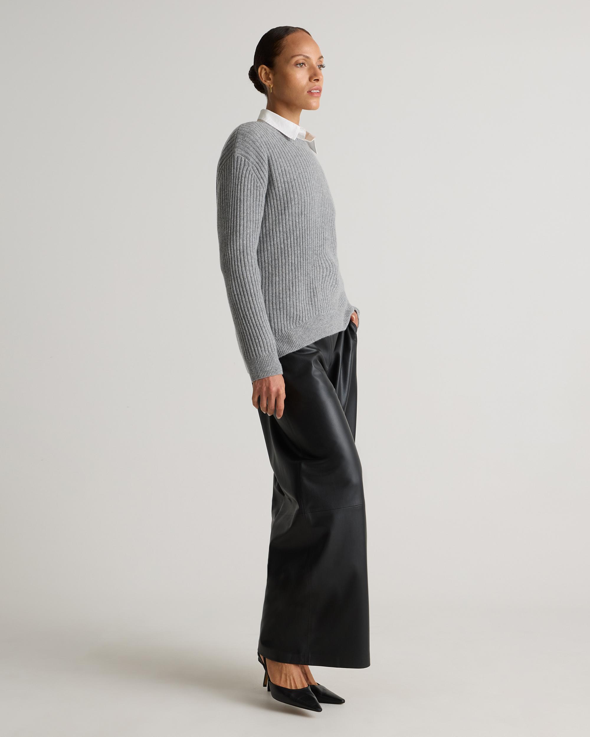 Quince | Women's Mongolian Cashmere Relaxed Wide-Rib Crewneck Sweater Size XL Product Image