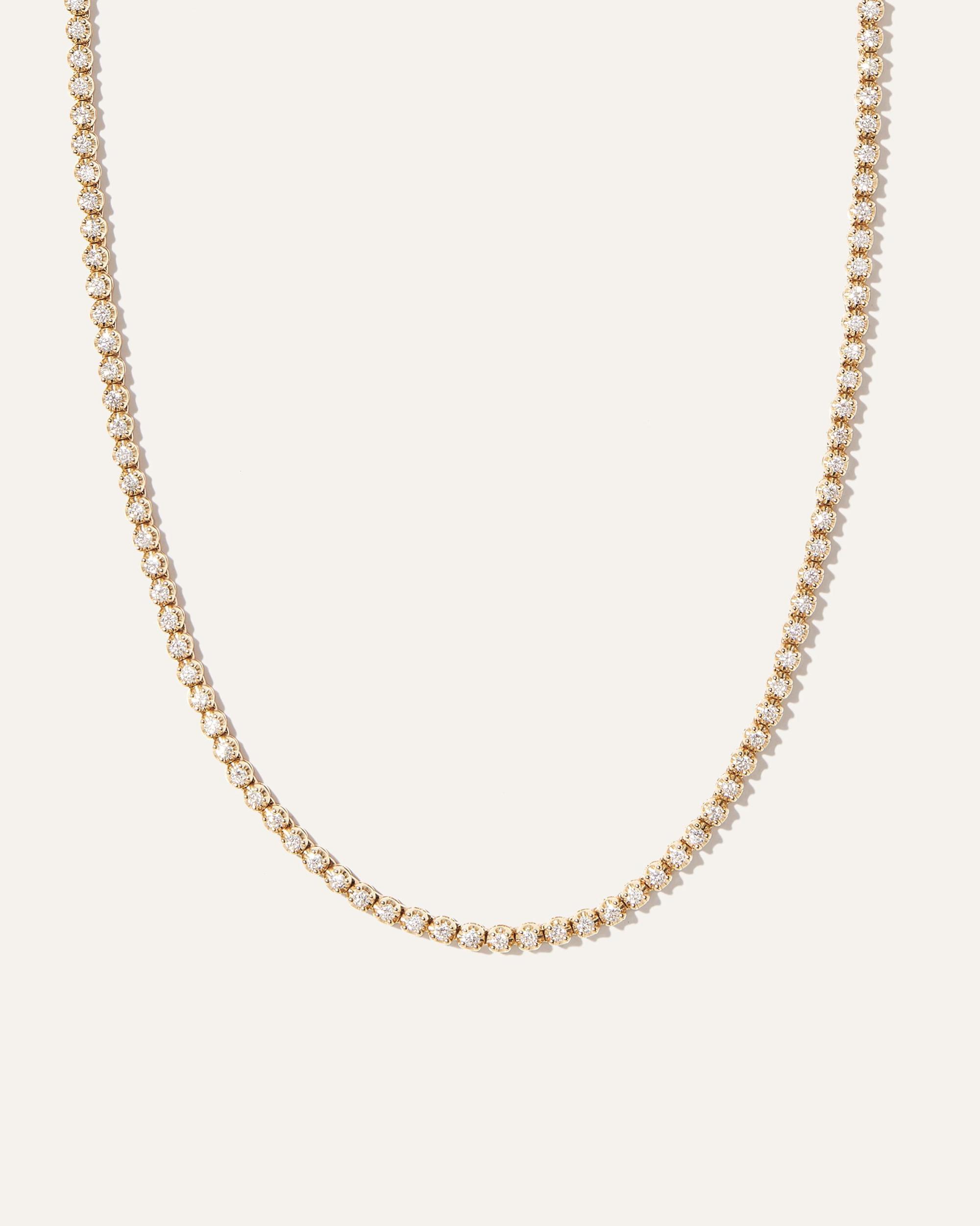 14K Gold Natural Diamond Crown Set Tennis Necklace Product Image