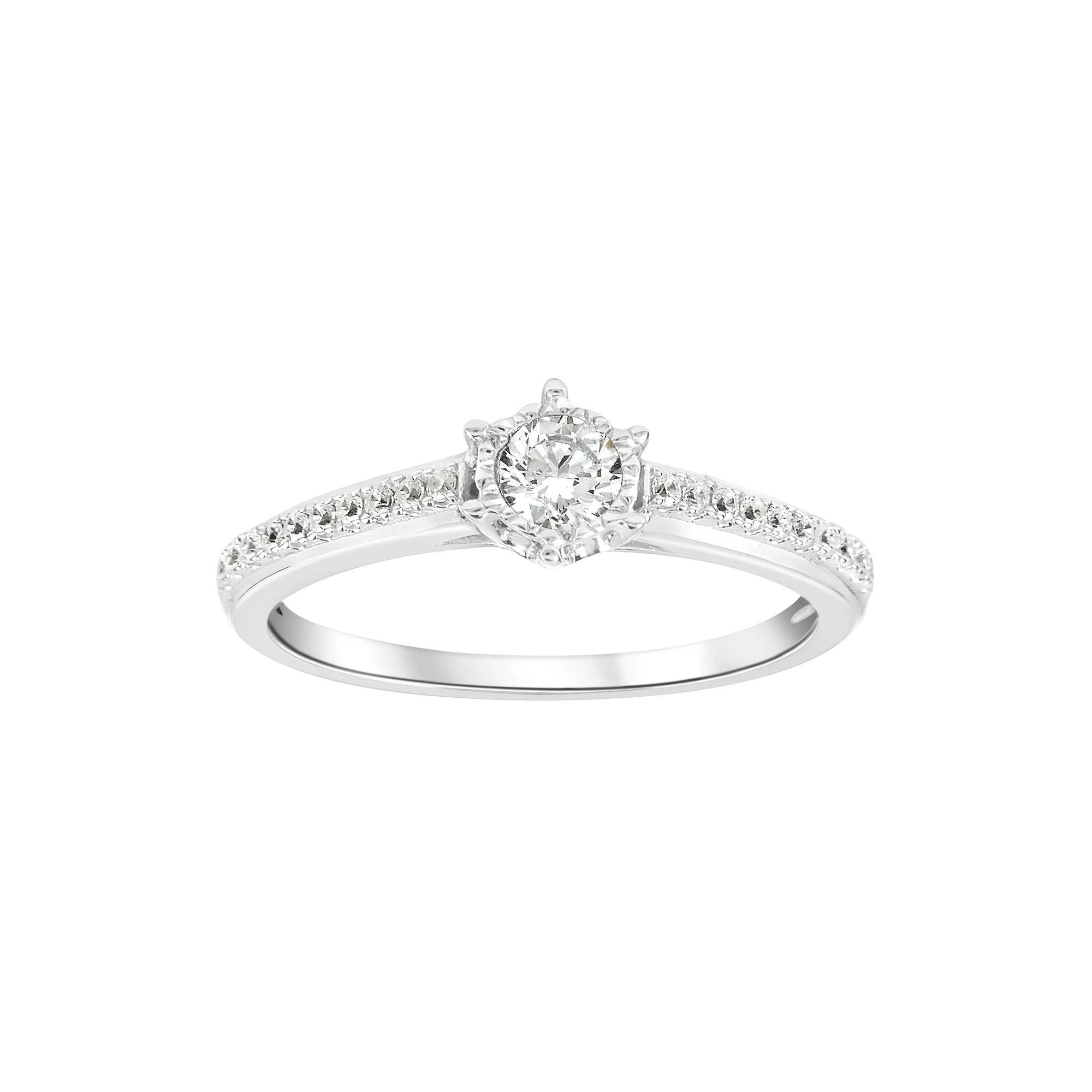 SIRI USA by TJM Sterling Silver Round Cubic Zirconia Engagement Ring, Womens Product Image