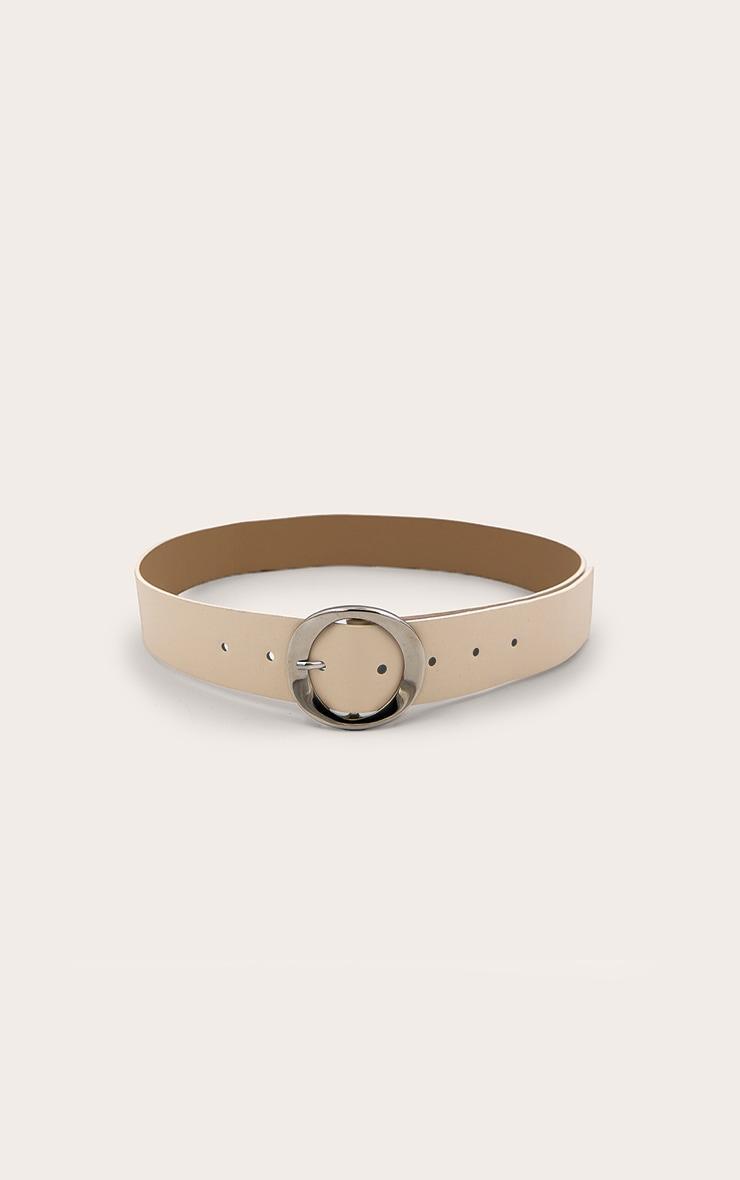 Cream Pu Curved O-ring Silver Buckle Belt Product Image