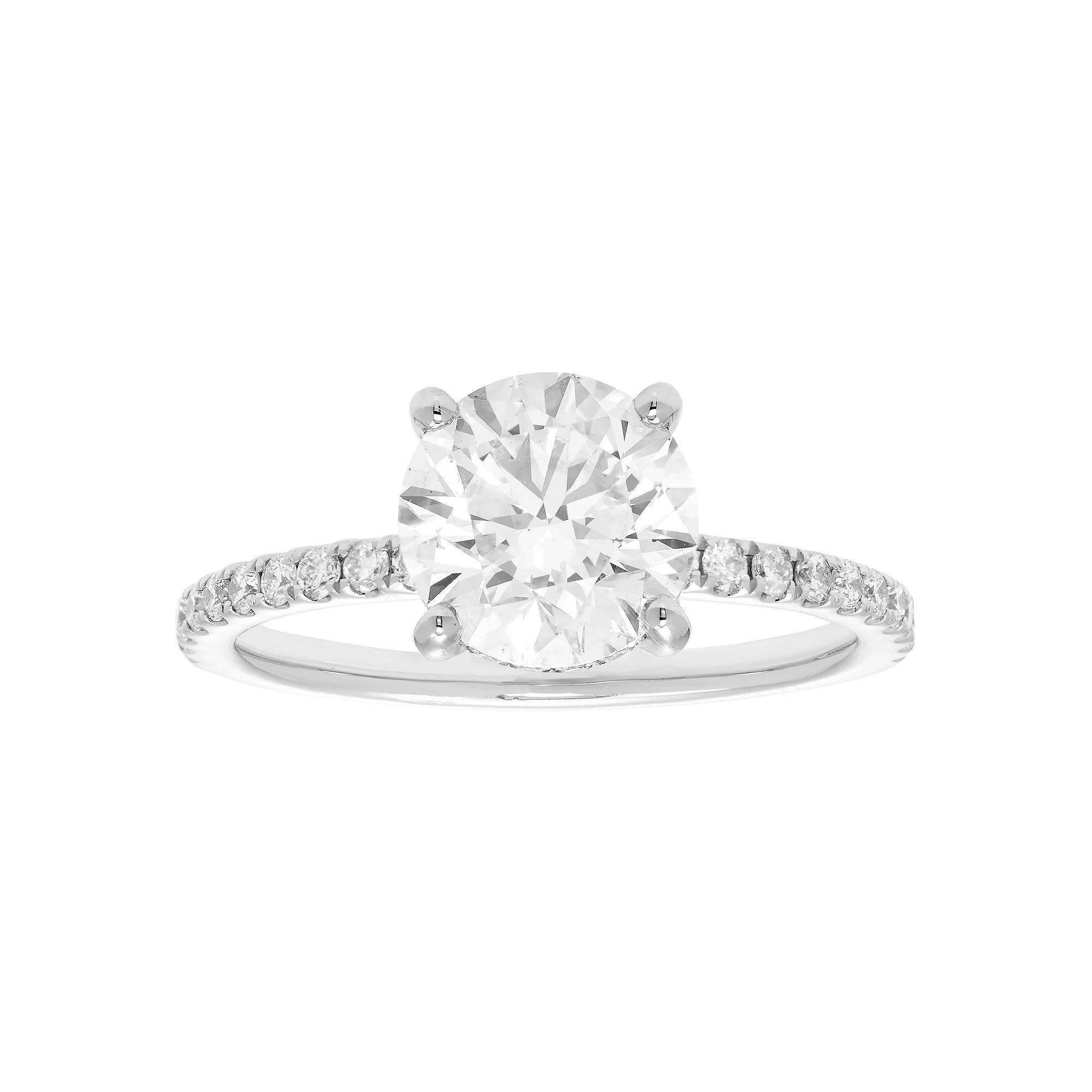 Evergreen Diamonds 14k White Gold 2 3/8 Carat T.W. IGL Certified Round Lab-Grown Diamond Hidden Halo Ring, Womens Product Image