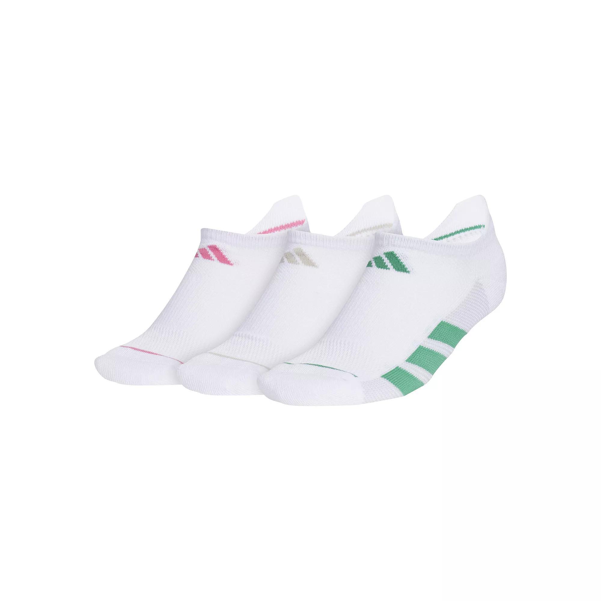 Women's adidas All Day Training No Show Socks 3-Pair Pack, Size: 5-10, White Pink Green Product Image