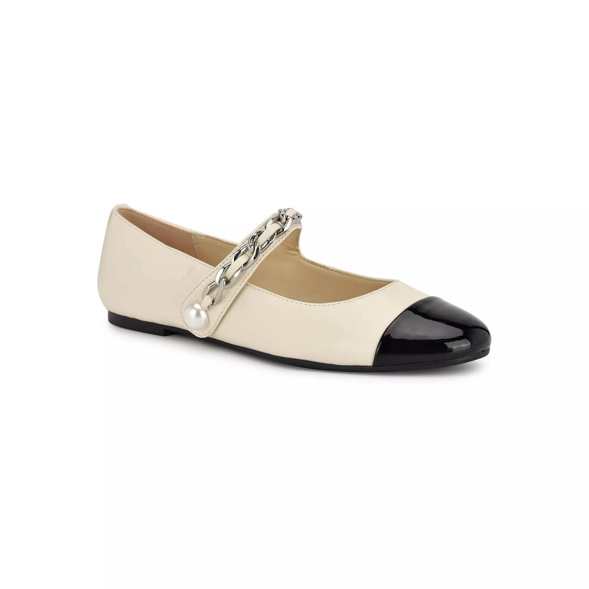 Nine West Platy Women's Mary Jane Ballet Dress Flats, Size: 9, Cream Black Team Product Image
