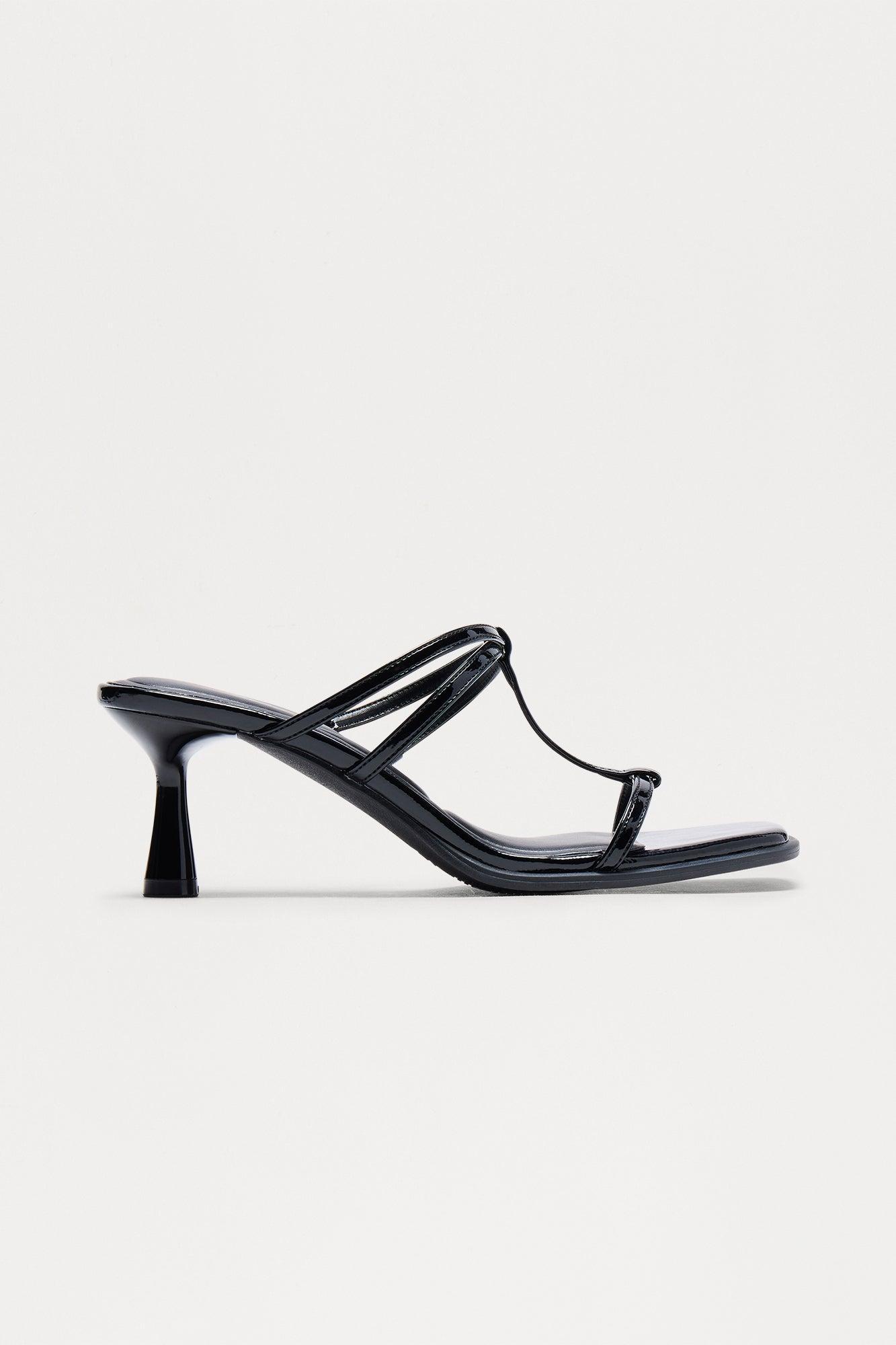 Xanthia Faux Patent Mules - Black Product Image