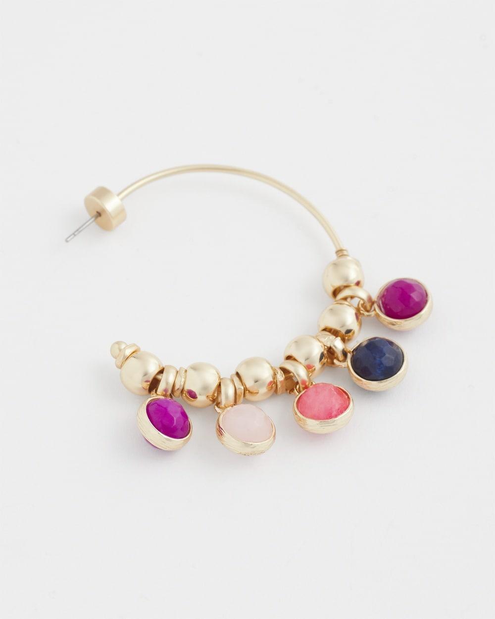 No Droop™ Multi-color Bead Hoop Earrings Product Image