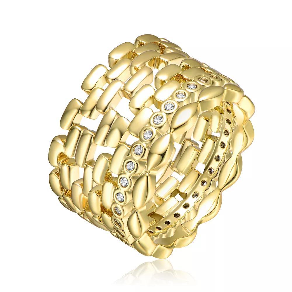 14k Gold Plated Round Cubic Zirconia Geometric Stacking Ring, Women's, Size: 8, Gold Tone Product Image