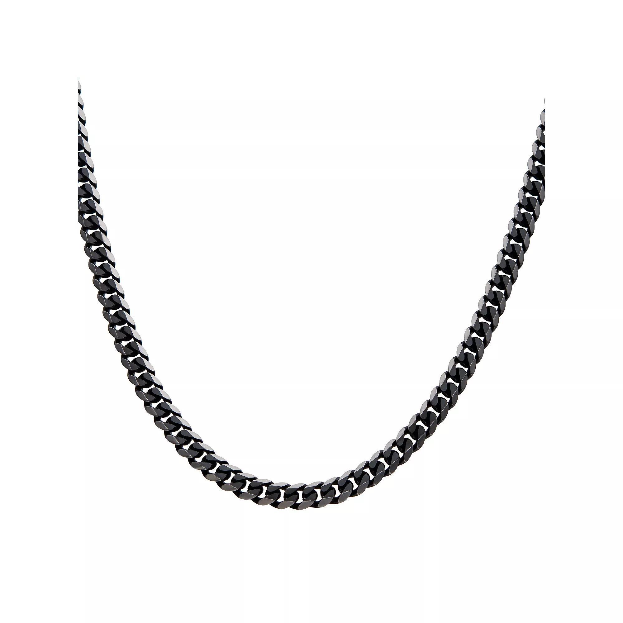Men's Black Plated 8 mm Curb Chain, Size: 24", Two Tone Product Image