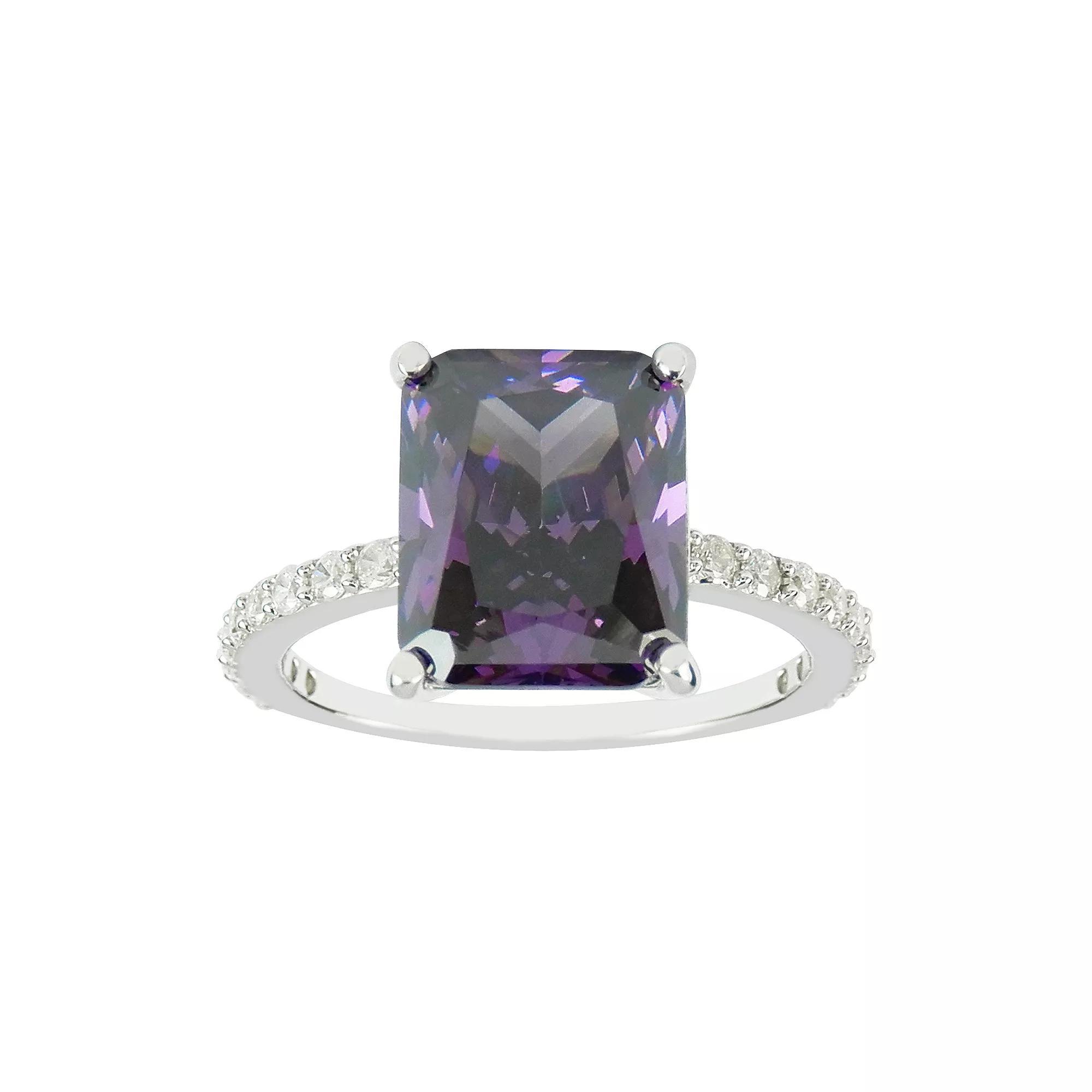 SIRI USA by TJM Sterling Silver Purple Cubic Zirconia Square Statement Ring, Women's, Size: 6 Product Image