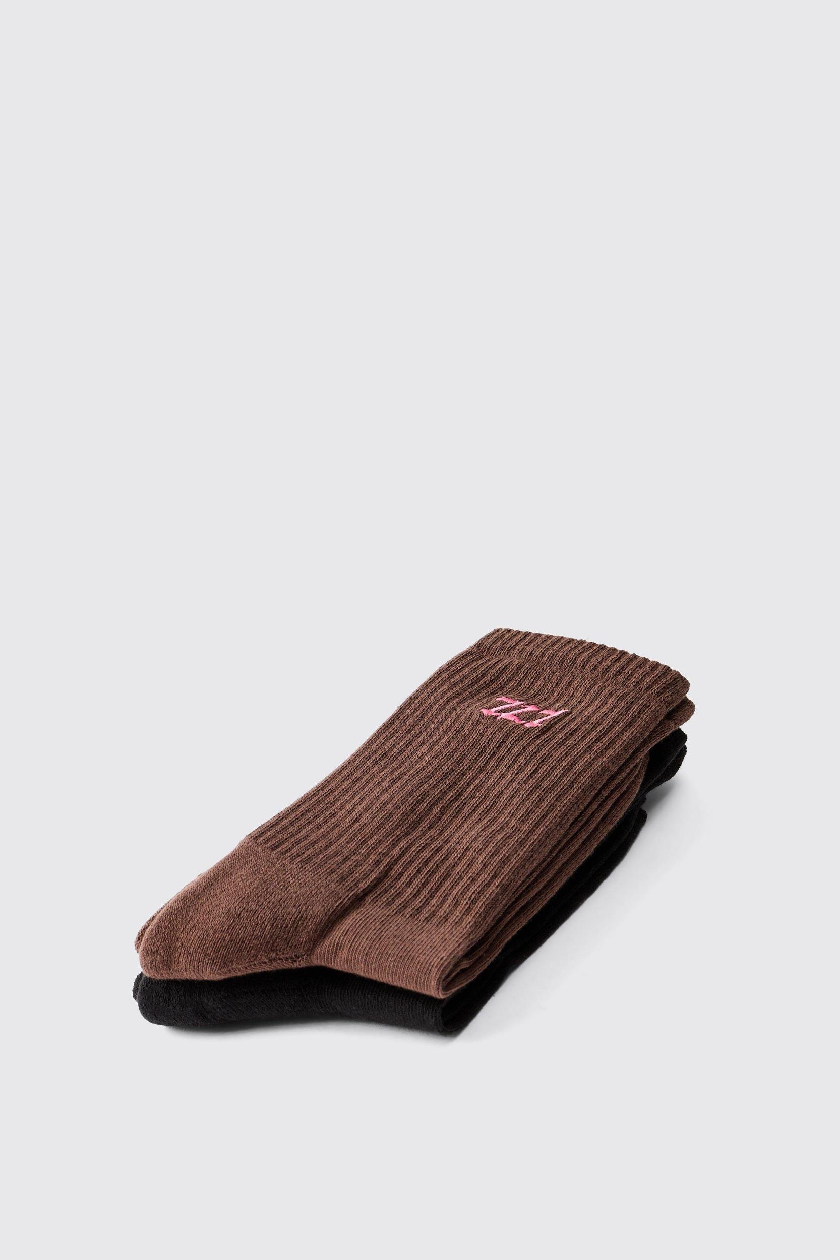 2 Pack 777 Embroidered Sport Socks | boohooMAN USA Product Image
