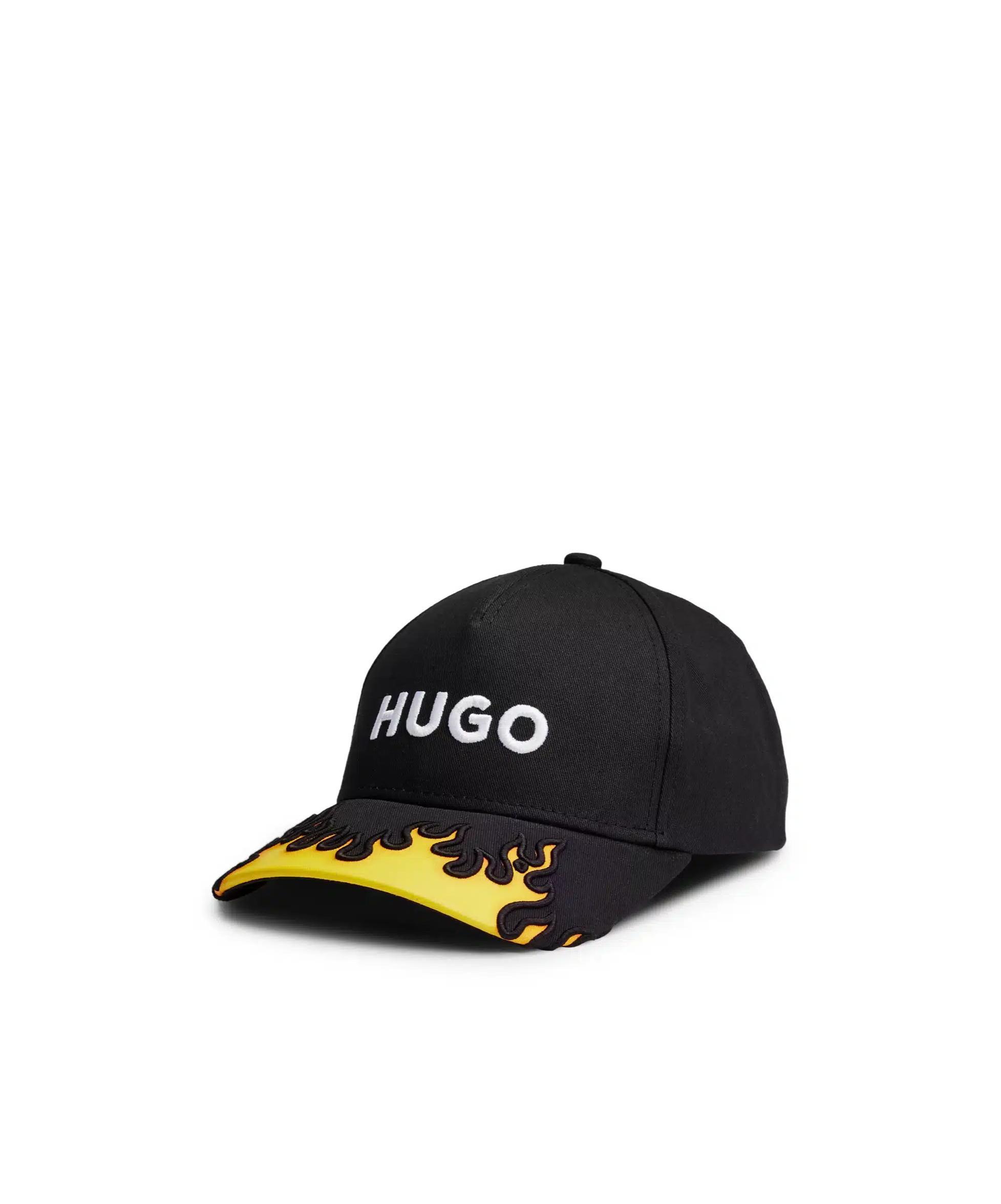 HUGO BOSS Flame Embroidered Baseball Hat In Black Product Image