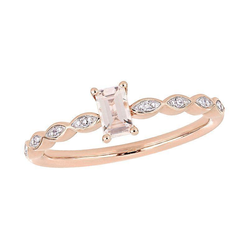 Stella Grace 10k Rose Gold Morganite & Diamond Accent Ring, Women's, Size: 8, 10k Pink Product Image