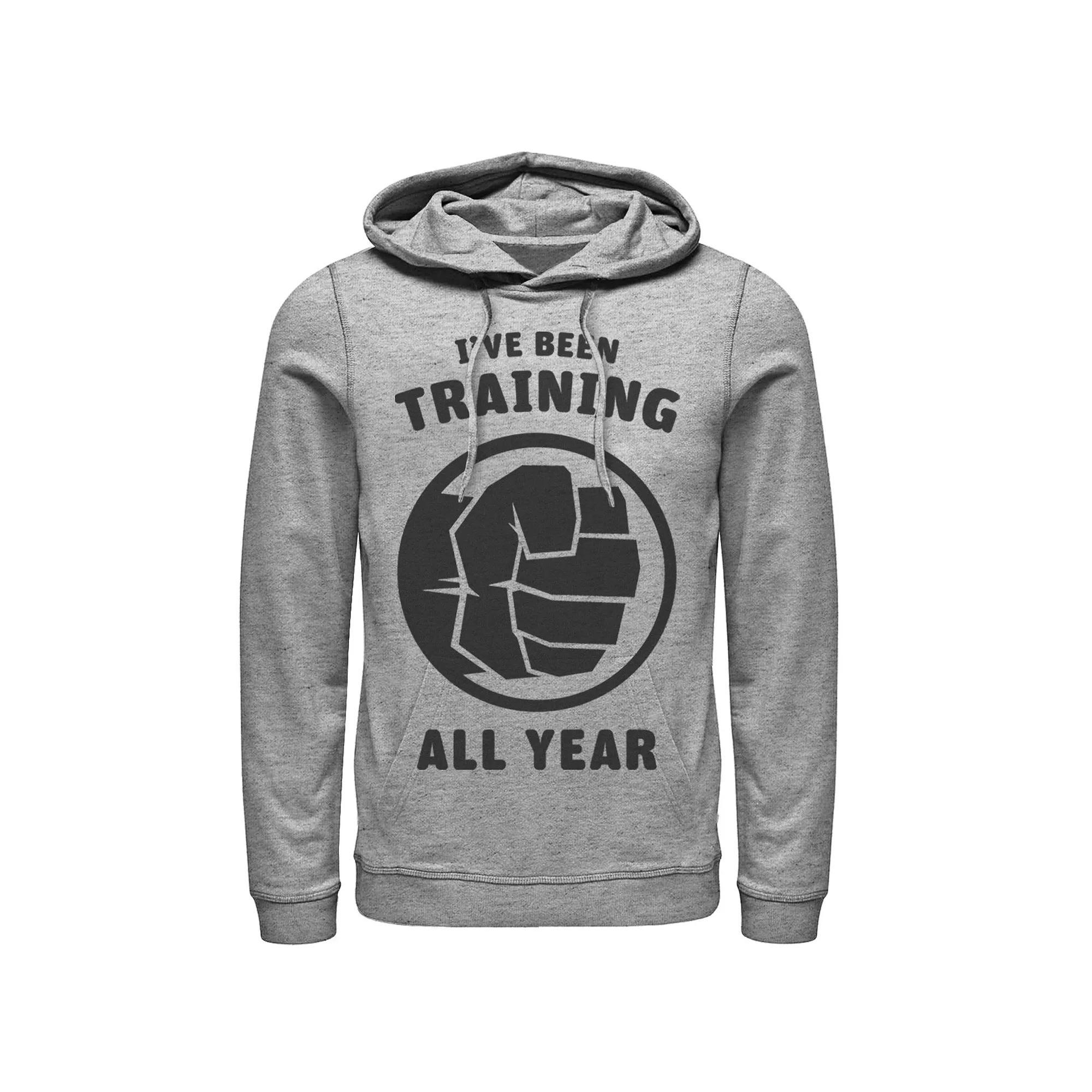 Men's Marvel Avengers Hulk I've Been Training All Year Logo Hoodie, Size: Medium, Athletic Grey Product Image