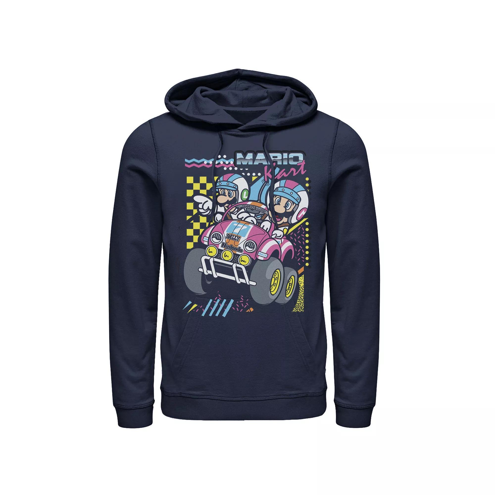 Men's Nintendo Mario Kart Mario Luigi Darting Hoodie, Size: Small, Blue Product Image