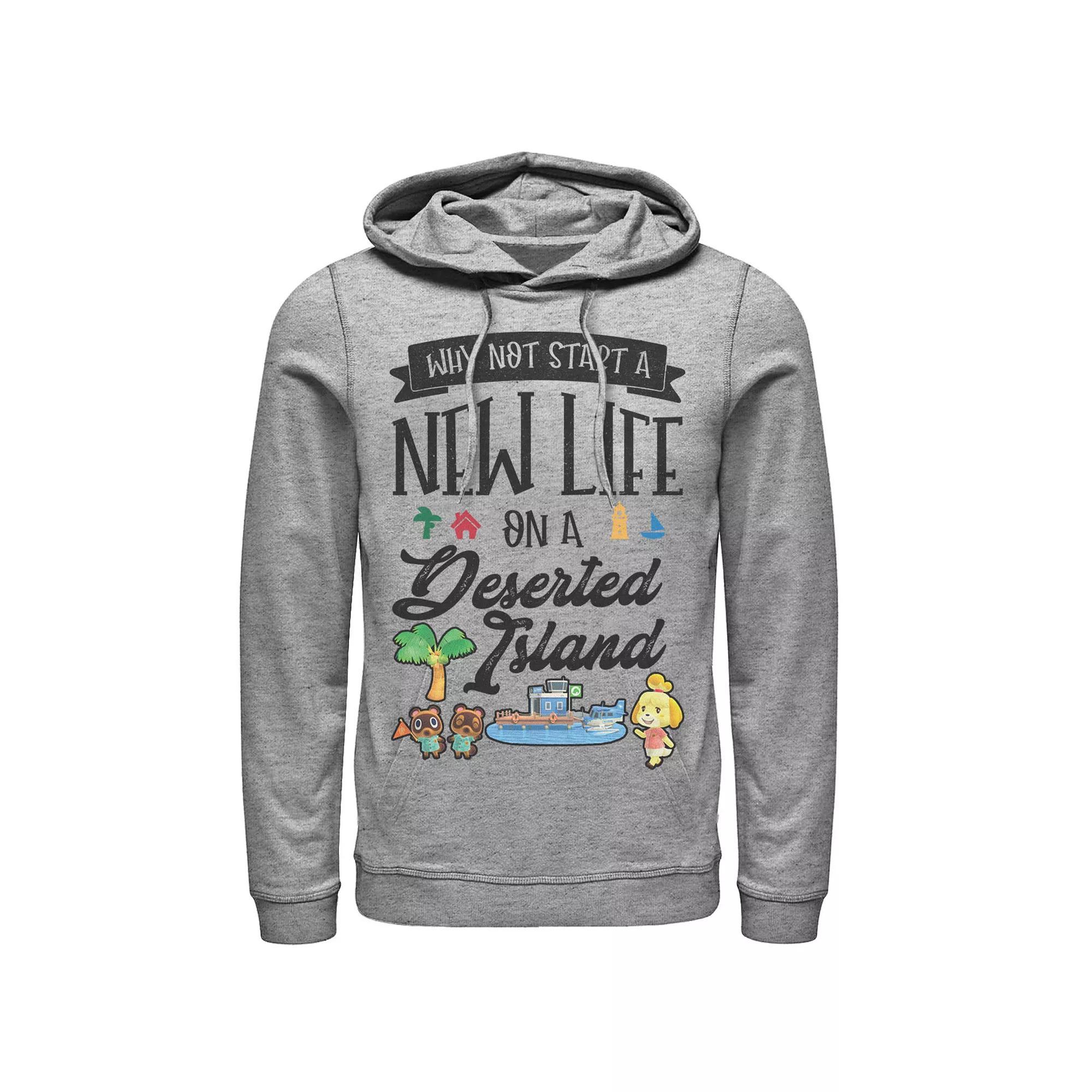 Mens Animal Crossing New Horizons Why Not Start A New Life Hoodie Athletic Grey Product Image