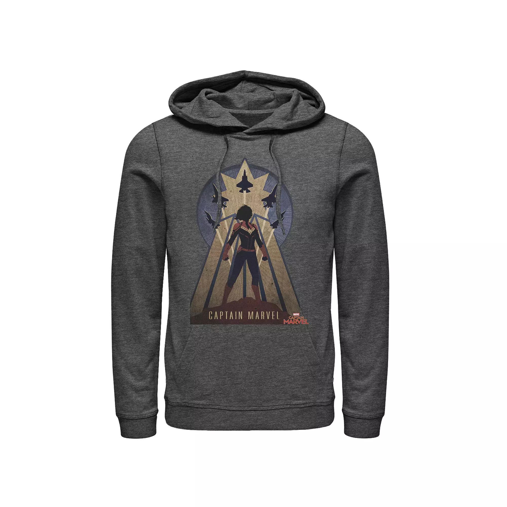 Mens Marvel Captain Marvel Movie Space Poster Hoodie Grey Heather Product Image
