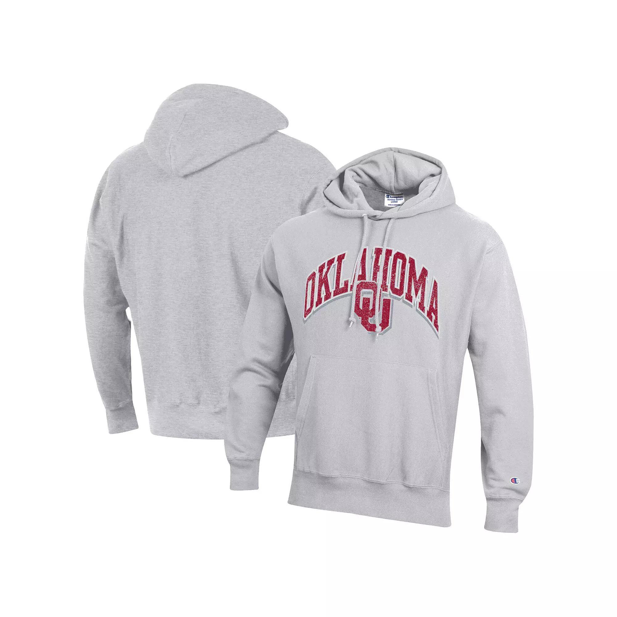 Men's Champion Gray Oklahoma Sooners Vault Late Night Reverse Weave Pullover Hoodie, Size: Medium, Grey Product Image