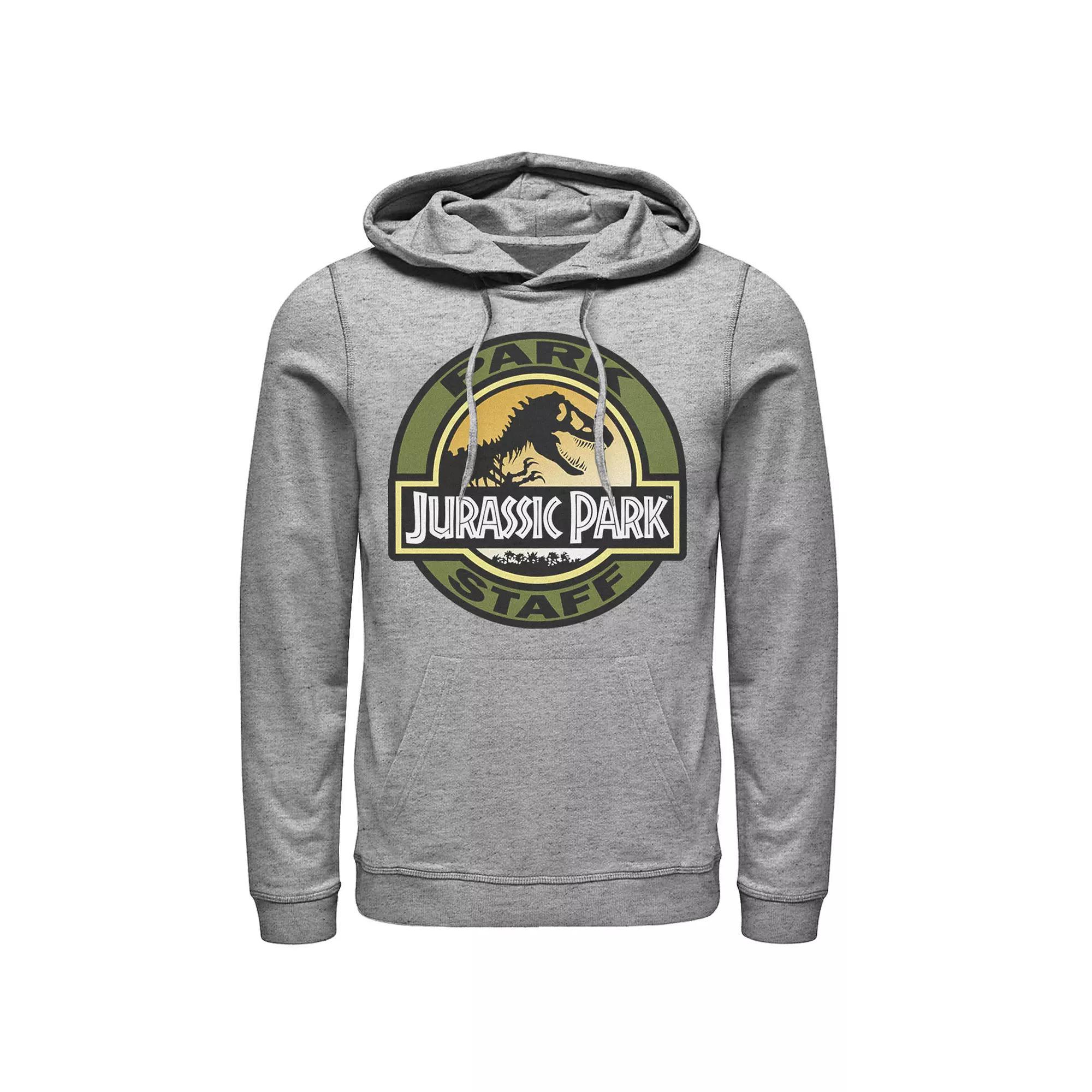 Men's Jurassic Park Staff Icon T-Rex Skeleton Graphic Pullover Hoodie, Size: XL, Athletic Grey Product Image
