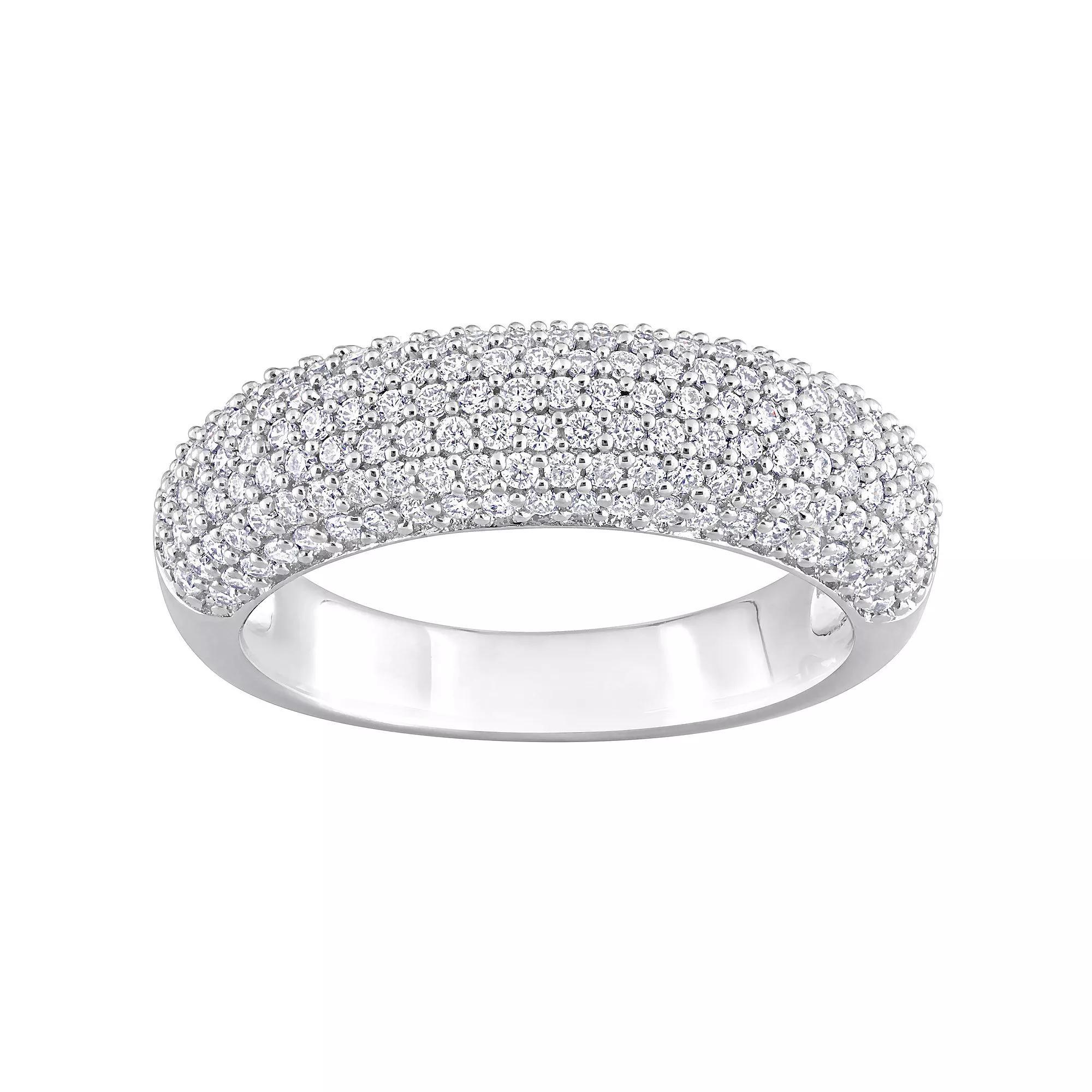 Stella Grace Sterling Silver Lab-Created Moissanite Semi-Eternity Ring, Women's, Size: 8.50 Product Image