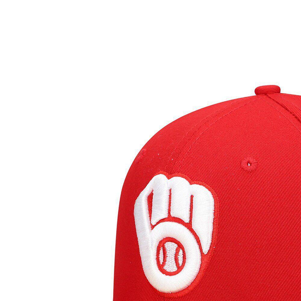 Men's New Era Red Milwaukee Brewers White Logo 59FIFTY Fitted Hat, Size: 7 3/4 Product Image