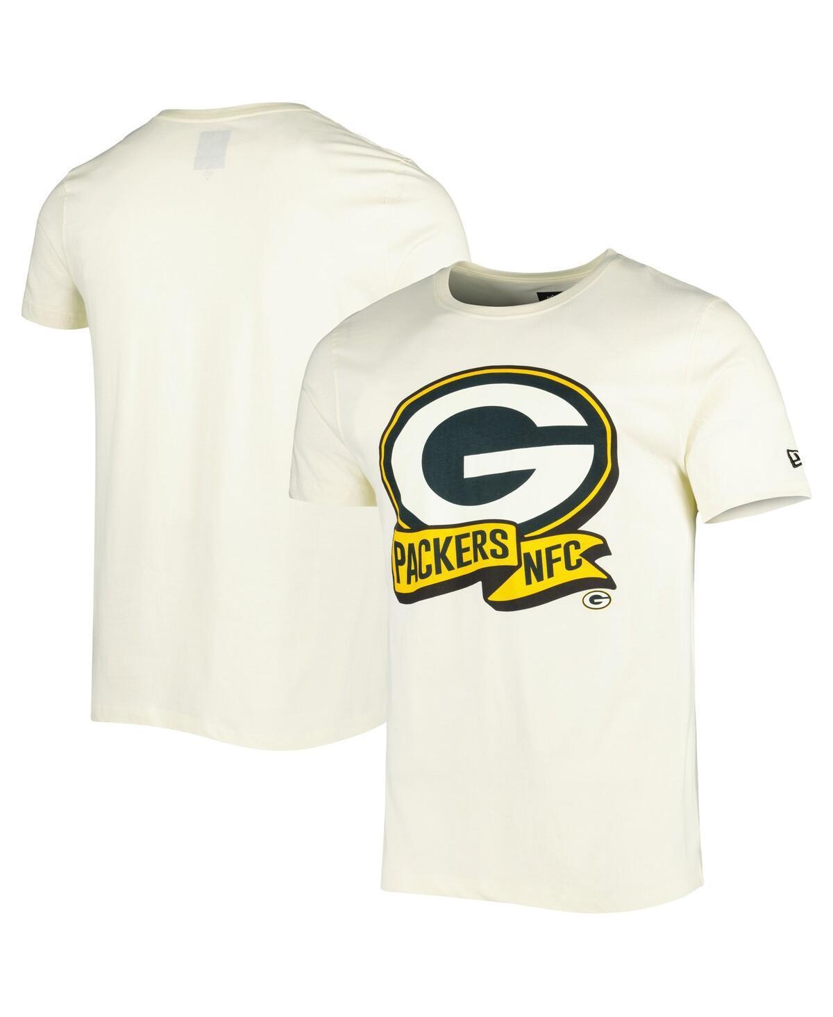 Men's New Era Cream Green Bay Packers Sideline Chrome T-Shirt, Size: Medium, Beige Product Image