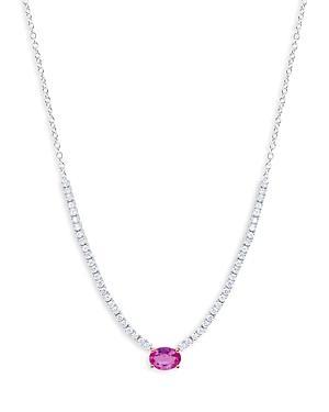 MEIRA T 14k White Gold Pink Sapphire & Diamond Cocktail Necklace, 18 In Pink/white Product Image