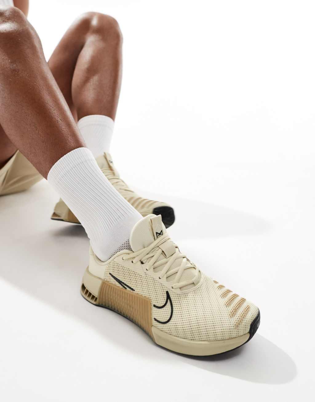 Nike Training Metcon 9 sneakers in beige Product Image
