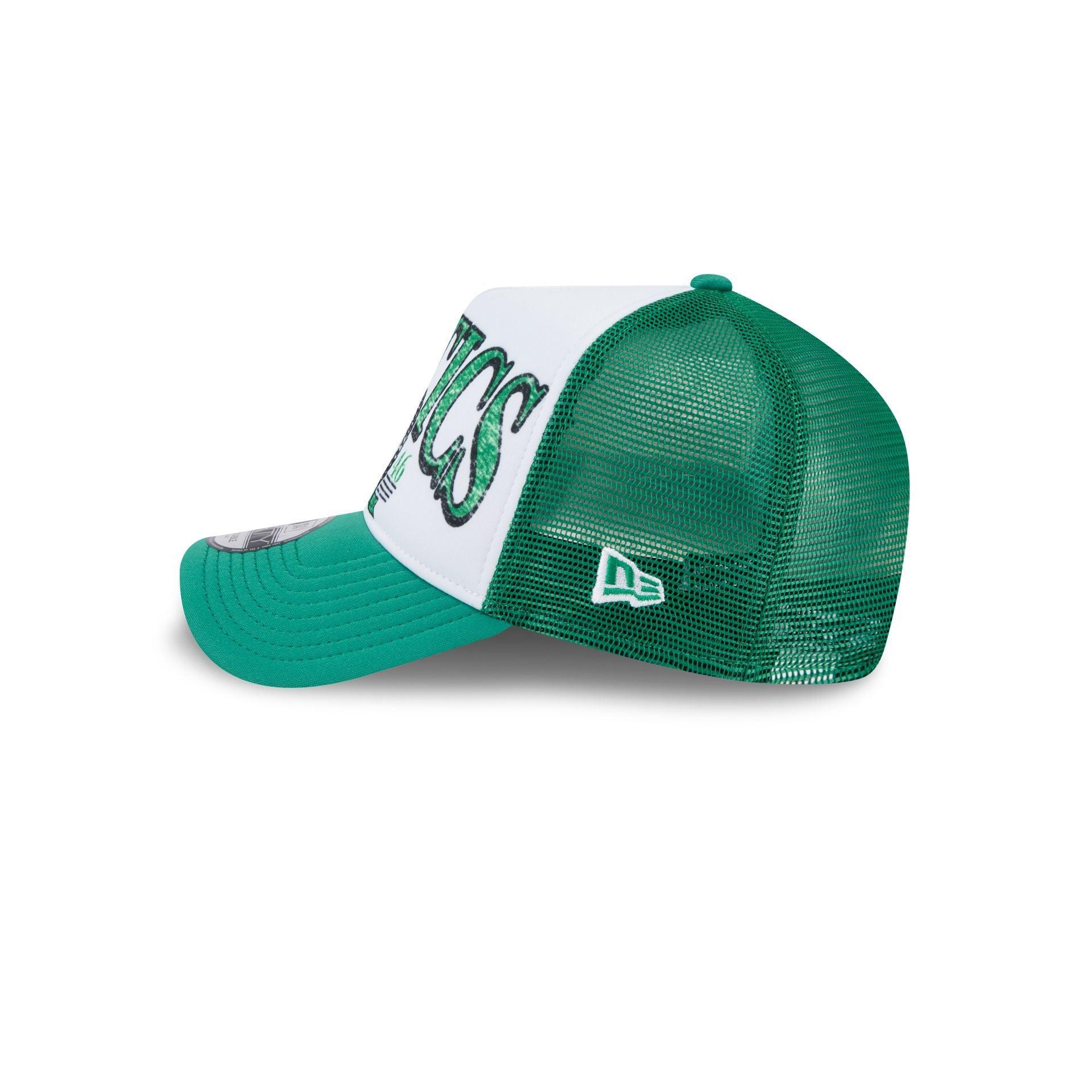 Boston Celtics Distressed 9FORTY A-Frame Trucker Hat Male Product Image