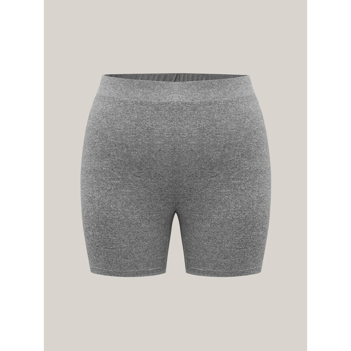 Plus Size Supersoft Heather Stretchy Skinny-Fit Shorts Women DarkGray Casual Skinny Everyday-Casual Shorts BloomChic 12/L Product Image