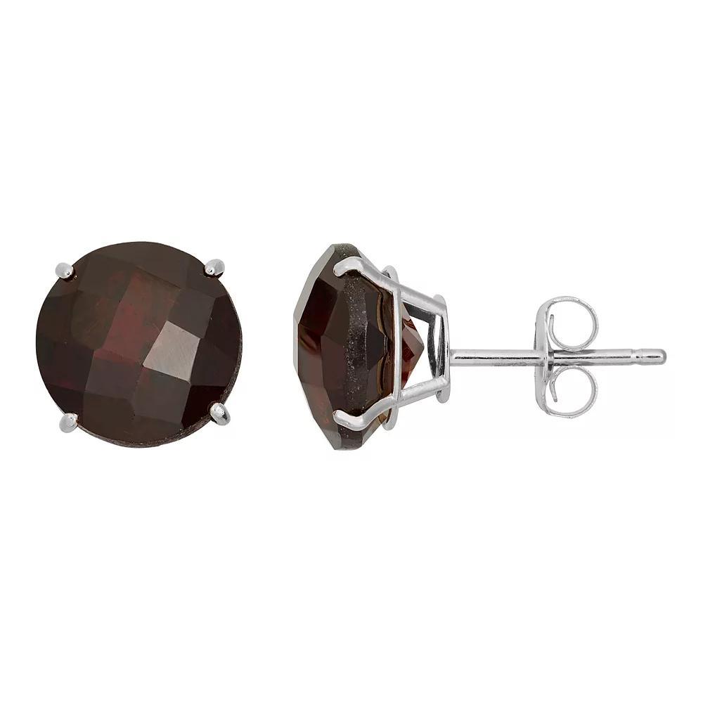 Garnet 10k White Gold Stud Earrings, Women's, Red Product Image