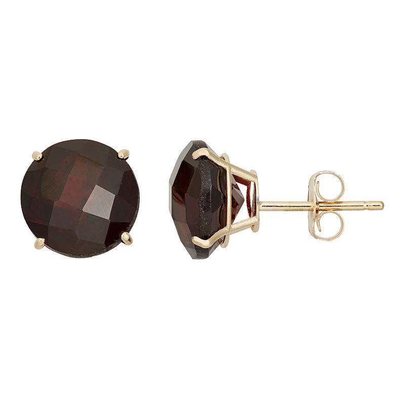 Garnet 10k White Gold Stud Earrings, Women's, Red Product Image