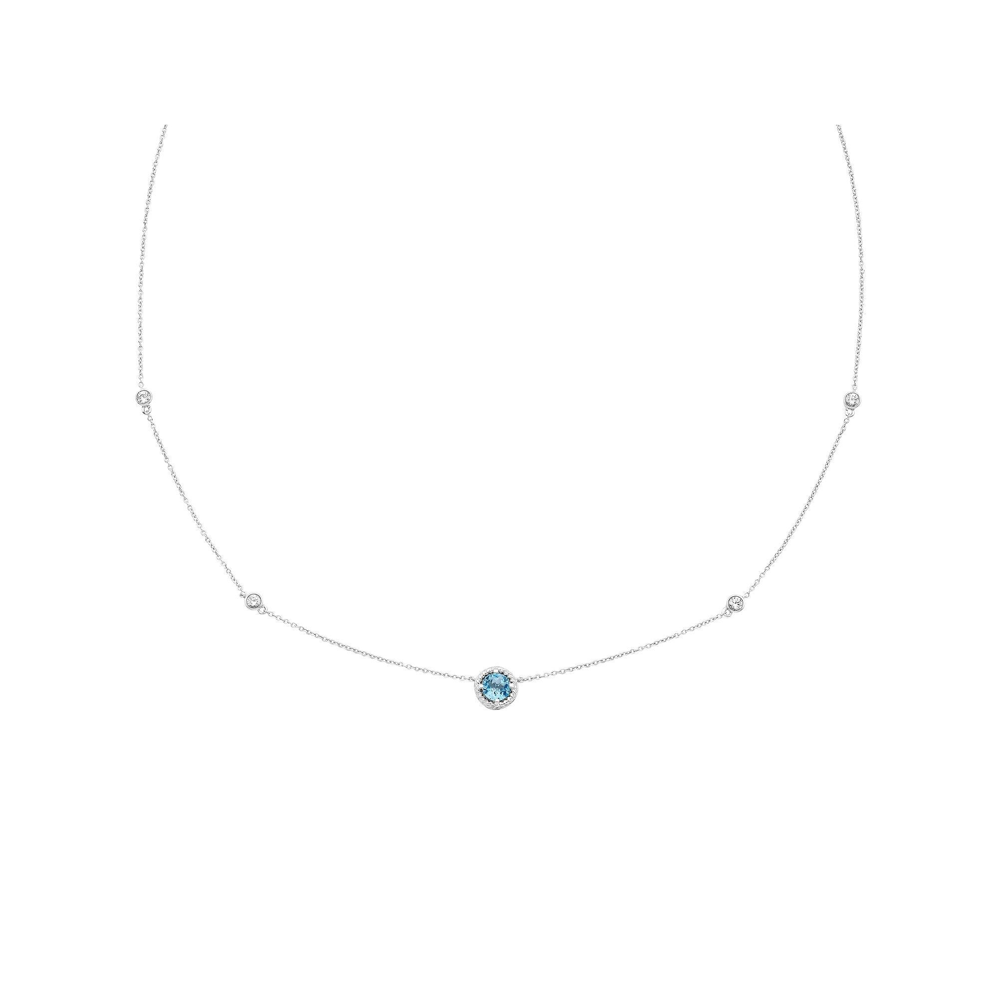 Boston Bay Diamonds Sterling Silver Genuine Swiss Blue Topaz & Lab-Grown White Sapphire Necklace, Women's, Size: 18-20" ADJ Product Image