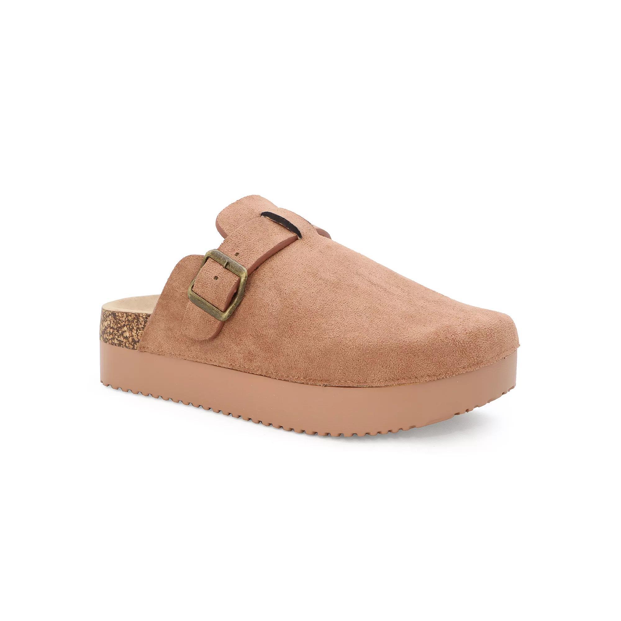 Yoki Claude-04 Women's Faux Suede Slip On Platform Clogs, Size: 6, Brown Product Image