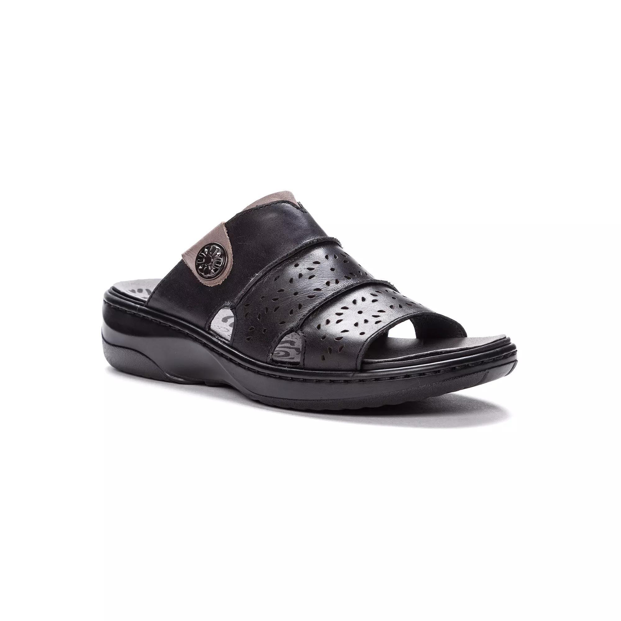 Propet Gertie Women's Leather Slide Sandals, Size: 8.5 XW, Black Product Image