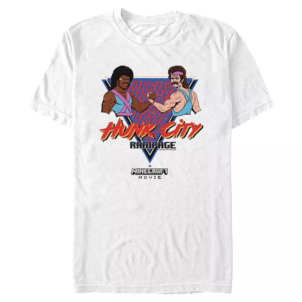 Big & Tall Minecraft Movie Hunk City Rampage Poster Graphic Tee, Men's, Size: 3XL Tall, White Product Image