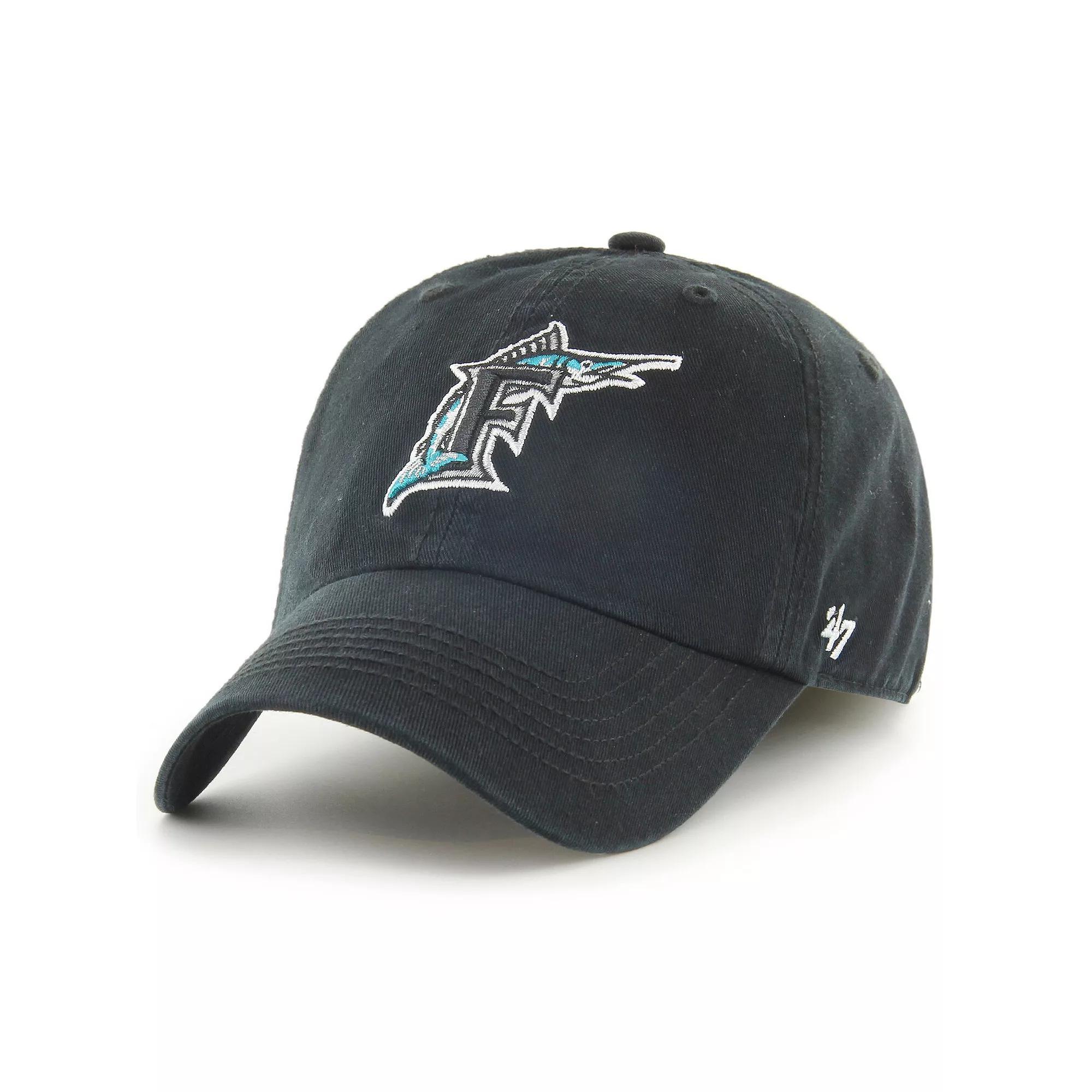Men's '47 Black Florida Marlins Cooperstown Collection Franchise Fitted Hat, Size: XL, Mlb Black Product Image