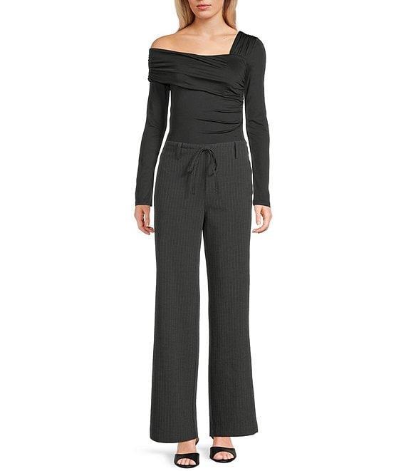 NIA Knit One Shoulder Long Sleeve Fitted Top Product Image