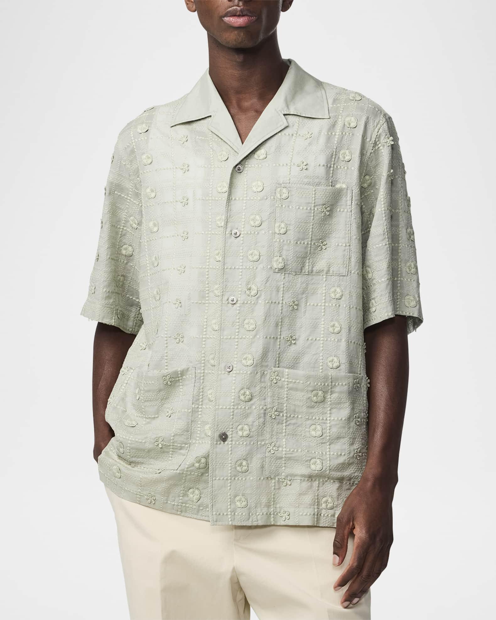Men's Ben Short-Sleeve Embroidered Anglaise Shirt  Product Image