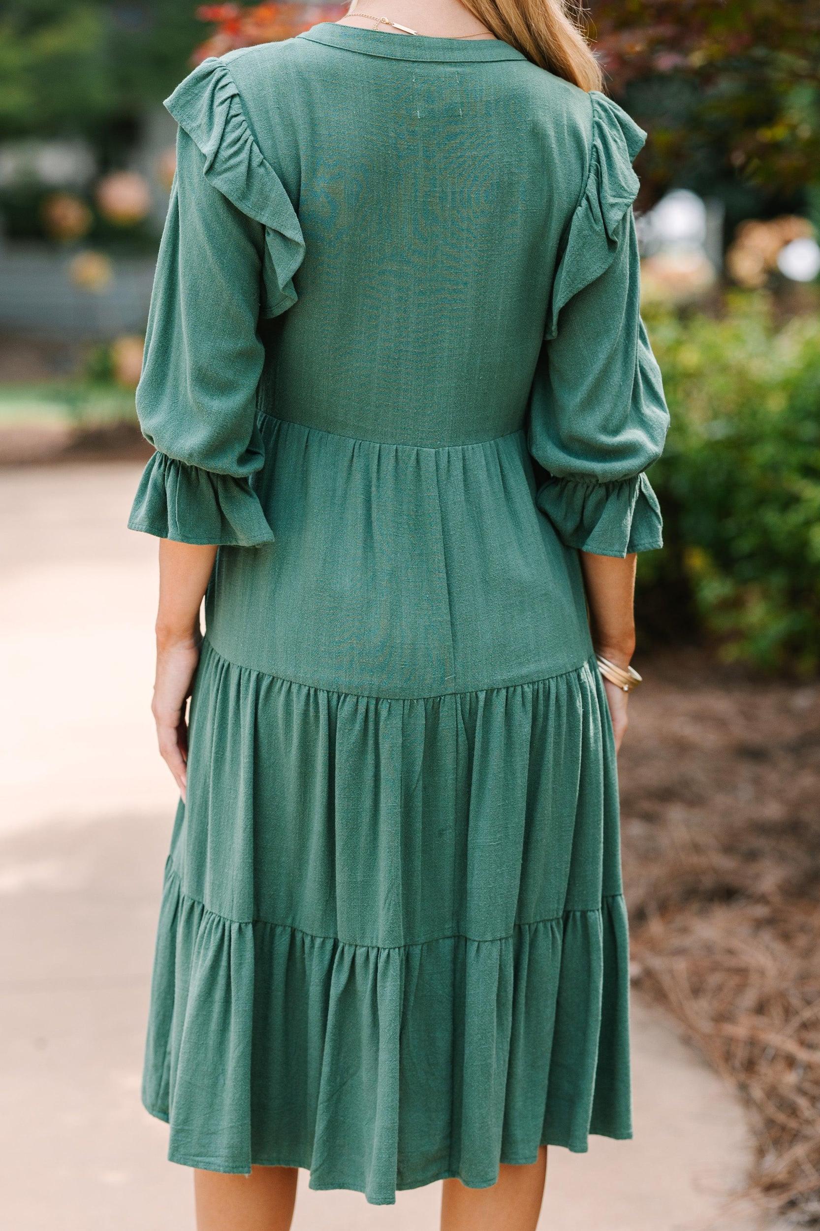 Make It All About You Hunter Green Tiered Dress Female Product Image