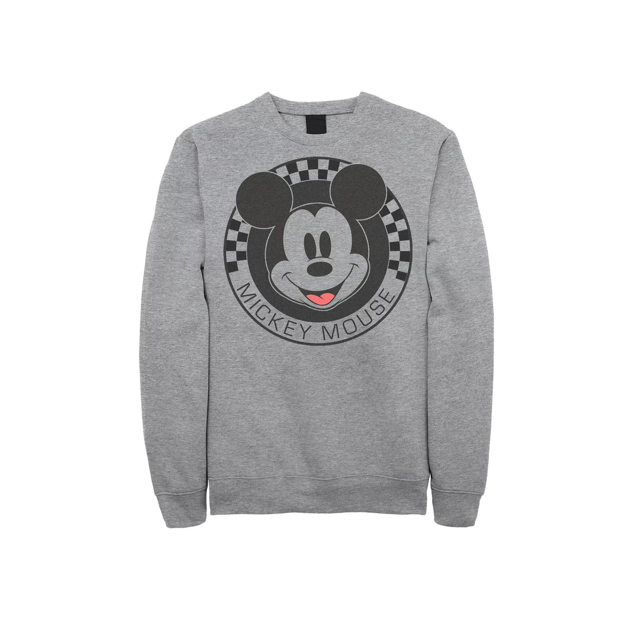 Men's Disney's Mickey And Friends Mickey Mouse Checkerboard Circle Sweatshirt, Size: XL, Athletic Grey Product Image