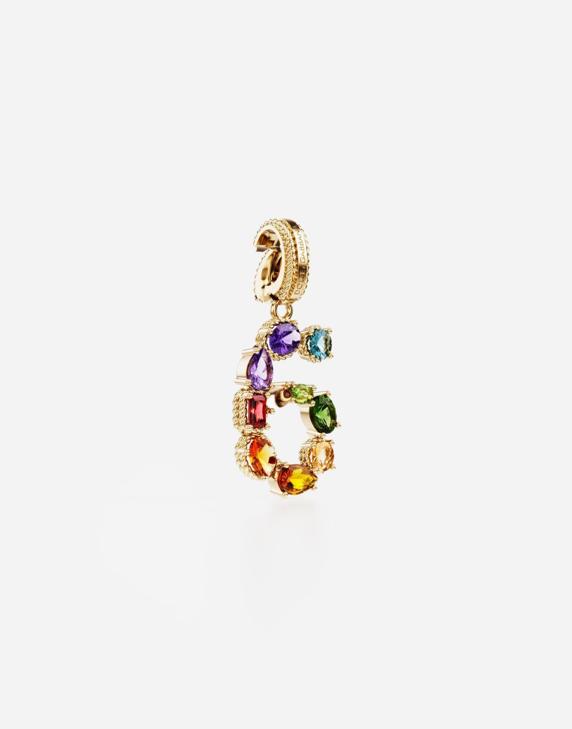 DOLCE & GABBANA 18 Kt Yellow Gold Rainbow Pendant With Multicolor Finegemstones Representing Number 6 Yellow Gold Fe Product Image