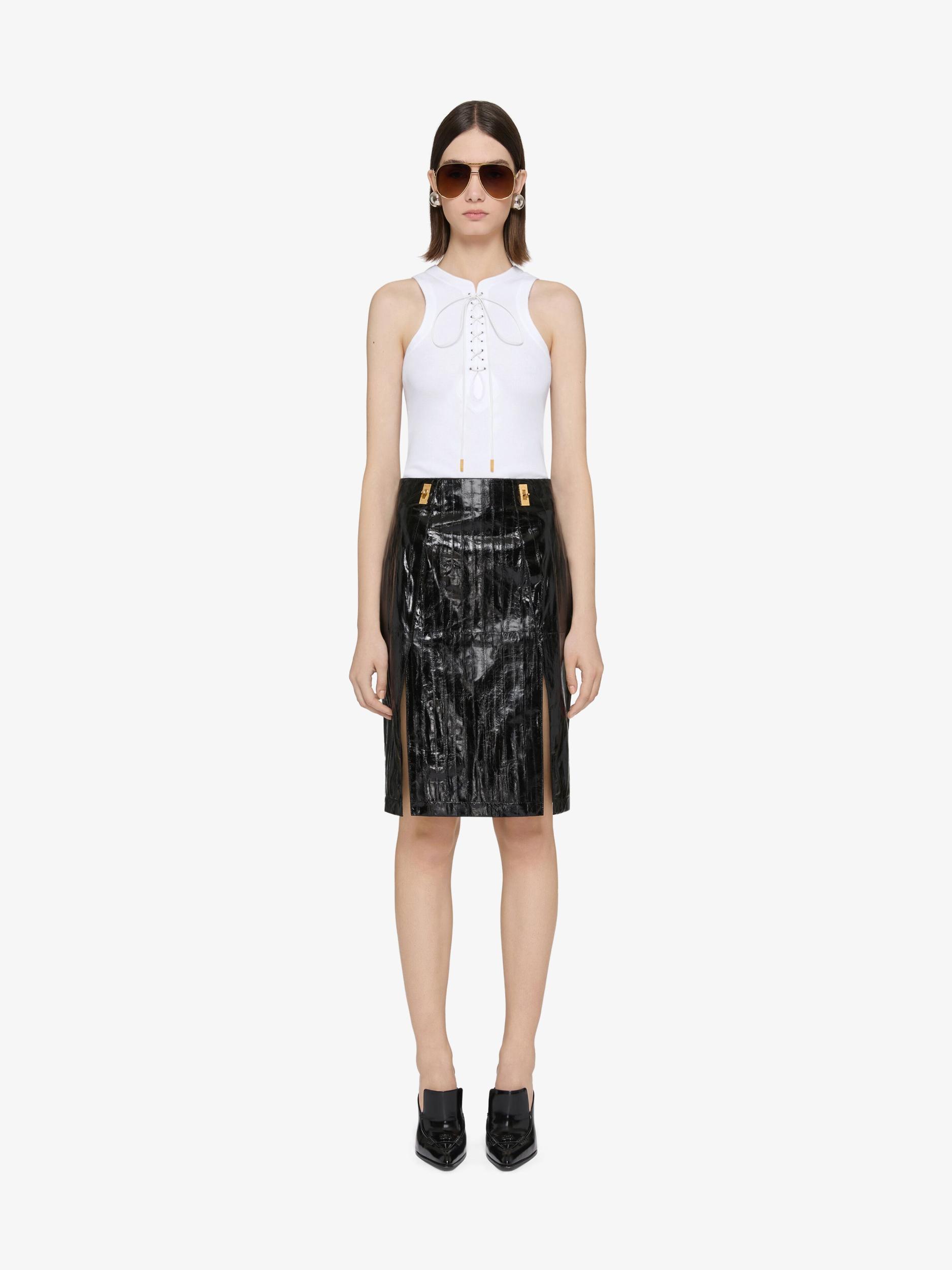 Slim fit tank top in cotton with laces and 4G detail Product Image