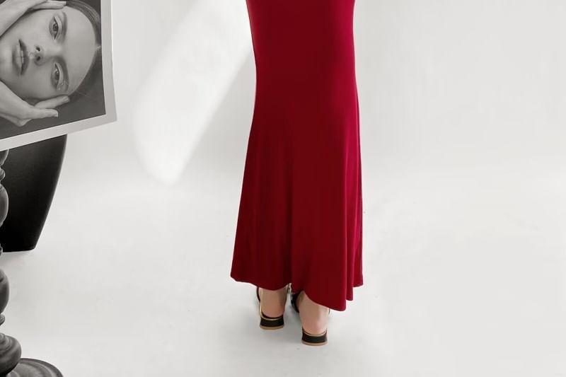 Sleeveless Open Back Plain Maxi Mermaid Dress Product Image