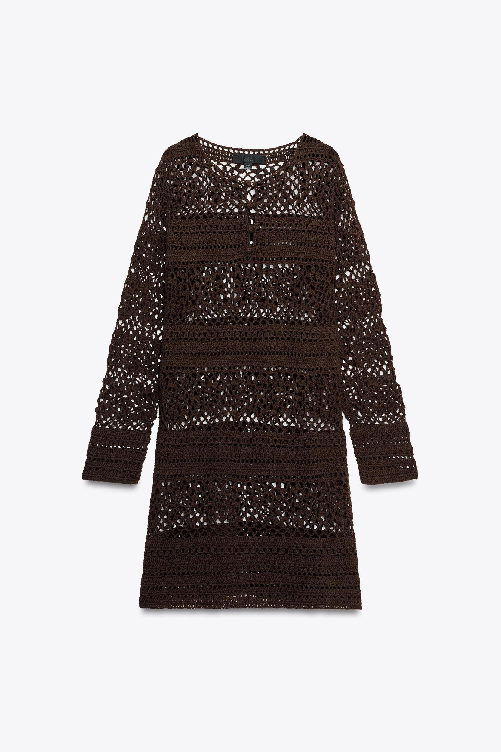 CROCHET KNIT MINI DRESS Product Image