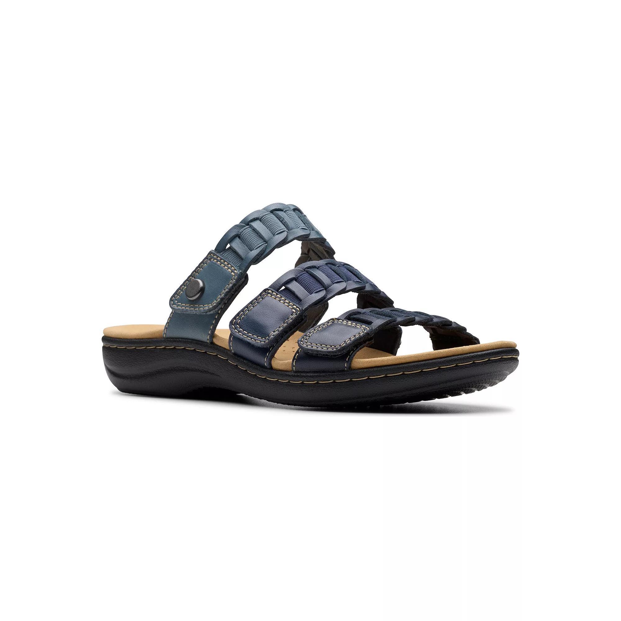 Clarks® Laurieann Hope Women's Leather Slide Sandals, Size: 7, Blue Team Leather Product Image