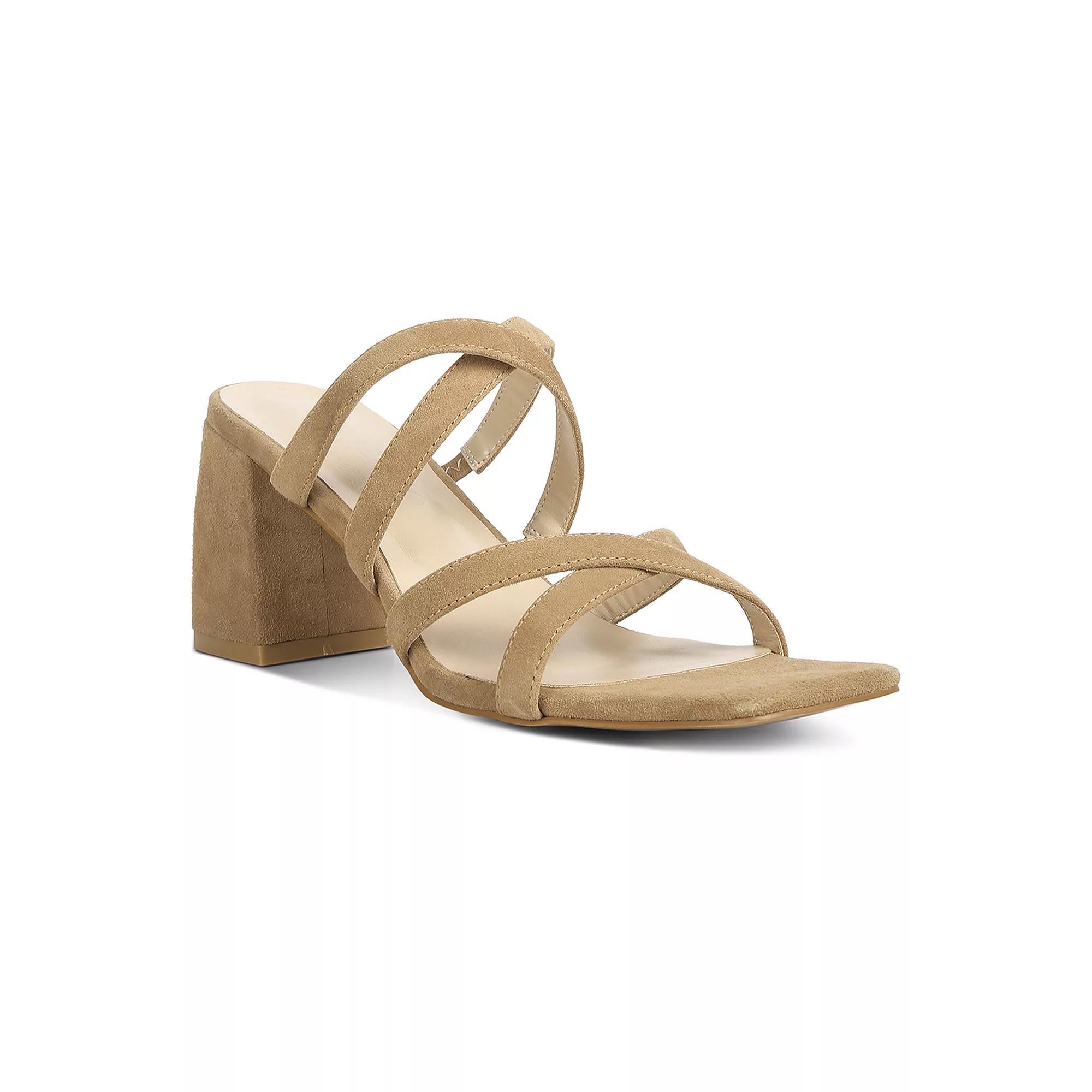 Rag & Co Valentina Women's Suede Strappy Block Heel Sandals, Size: 9, Black Product Image