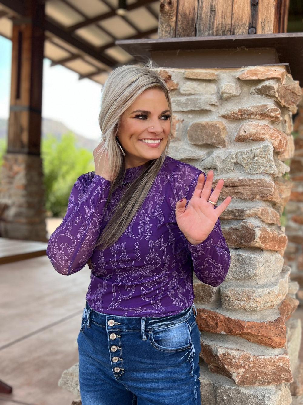 Bonfire Nights Purple Mesh Top Product Image